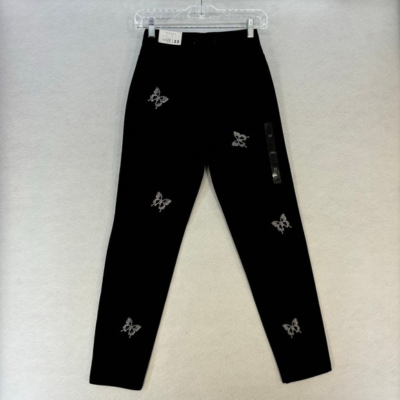 PacSun Butterfly Slim Jeans Black Rhinestone Ultra High Rise Women's Size‎ 23 - Picture 5 of 16